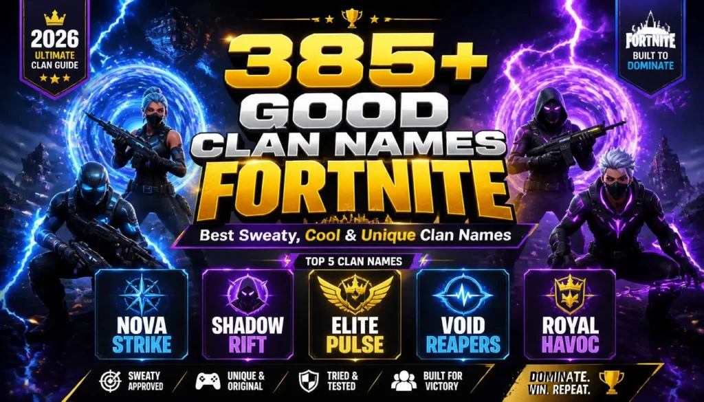 Good Clan Names for Fortnite 3 Letters