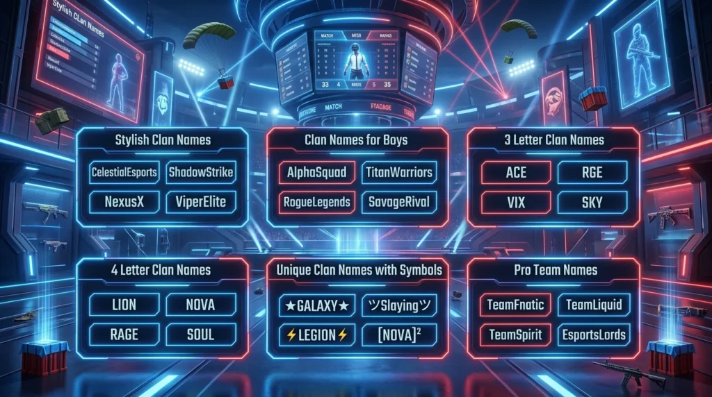 4 letter clan names for PUBG