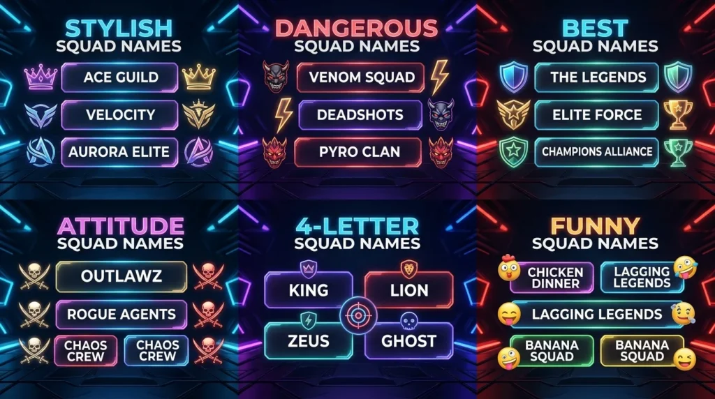 Pro Free Fire Squad Names