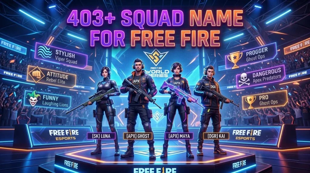 403+ Squad Name for Free Fire