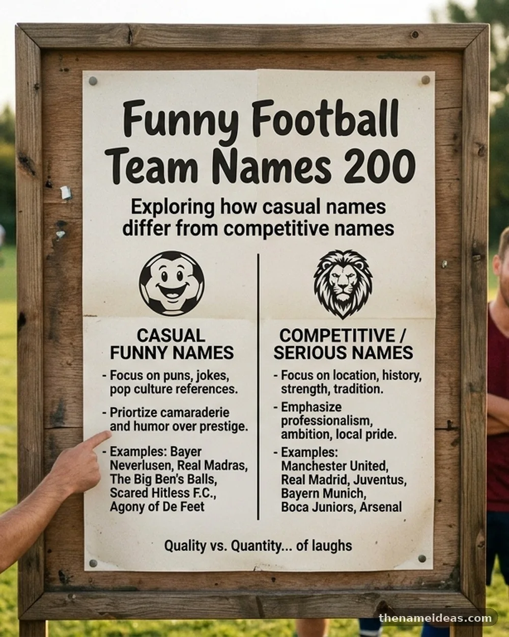 How casual names differ from competitive names - Funny Football Team Names: 200+ Ideas
