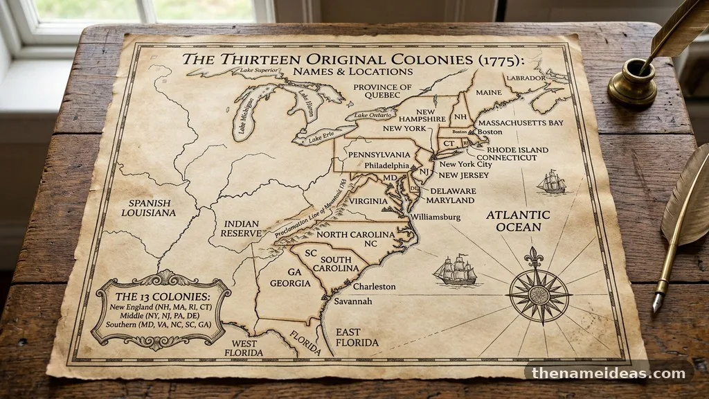 What the 13 Colonies Were - 13 Colonies Map With Names and Locations